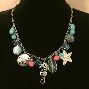 Statement Necklace - Silver tone w/ sea creatures